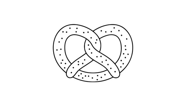 Minimalist pretzel knot line art snack food icon vector illustration