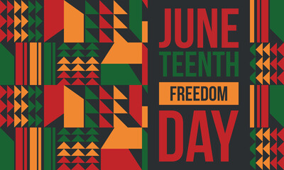 Juneteenth Independence Day. Freedom or Emancipation day. Annual american holiday, celebrated in June 19. African-American history and heritage. Poster, greeting card, banner and background. Vector © scoutori