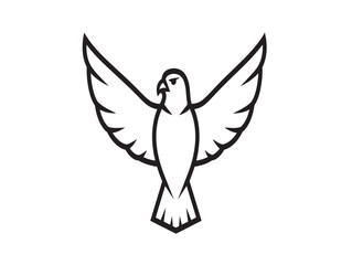 Fototapeta premium Minimalist black and white dove with outstretched wings