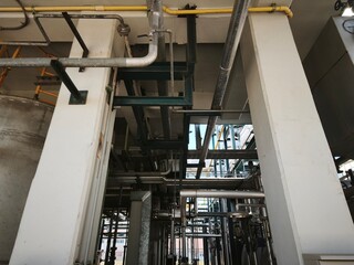 Abstract perspective of industrial piping system.