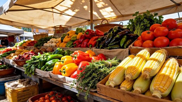 Fresh vegetables at market stall