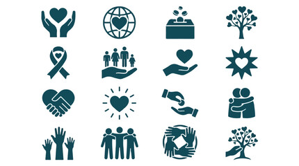 Construction industry vector icons set: heavy machinery, worker, tools, and buildings © StockStudio