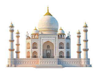 Fototapeta premium Taj Mahal monument with detailed facade and minarets isolated on a transparent background