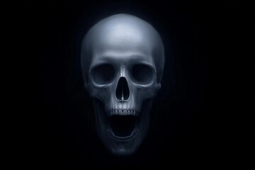Obraz premium Skull with open mouth on a dark background