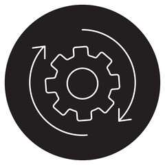 Gear with Reprocessing Sign icon, Recycling Process Gear, Sustainable Industry Symbol, Circular Process Icon, Eco-Friendly Technology Gear, vector