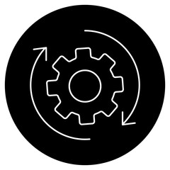 Gear with Reprocessing Sign icon, Recycling Process Gear, Sustainable Industry Symbol, Circular Process Icon, Eco-Friendly Technology Gear