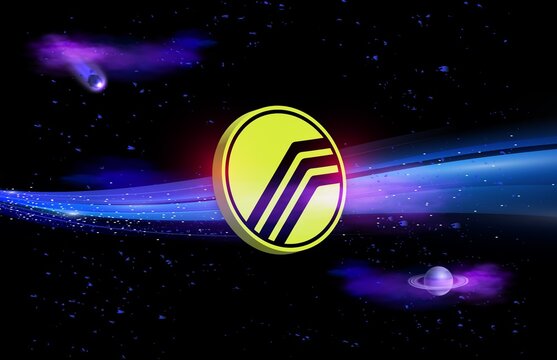 echelon prime-prime cryptocurrency logos on digital background. 3d illustrations.