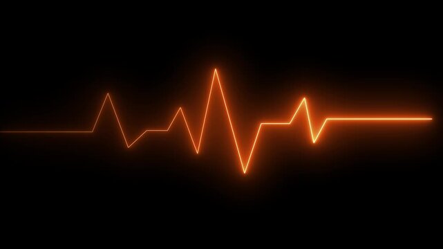 Glowing blue ECG heartbeat line on a black background, forming a minimal neon pulse waveform. The luminous electrocardiogram signal represents life, health monitoring, medical technology