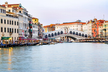 View of the famous Rialto Bridge in Venice (Italy)