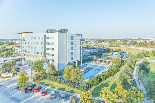 Bryan, Texas, United States - January 14, 2026: The Stella Hotel is a four-star hotel that features two outdoor pools and four on-site restaurant options.