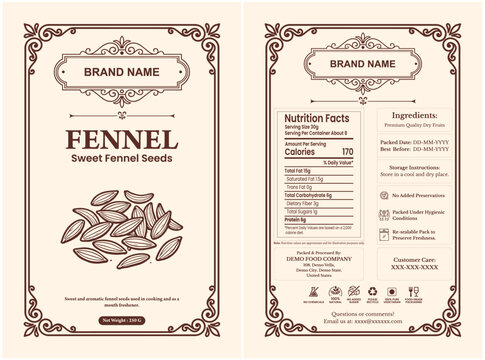 Fennel Seeds Packaging Label 