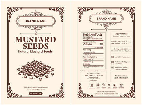 Mustard Seeds Packaging Label 