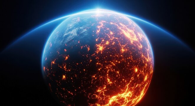 A highly detailed and realistic image of a fiery planet