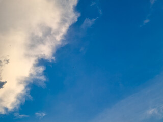 Fototapeta premium Bright Blue Sky with Soft White Cloud Frame and Copy Space