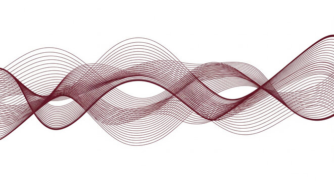 Abstract digital art illustration featuring dynamic maroon-colored flowing wave patterns against a clean white background, representing fluid motion and modern technology concepts