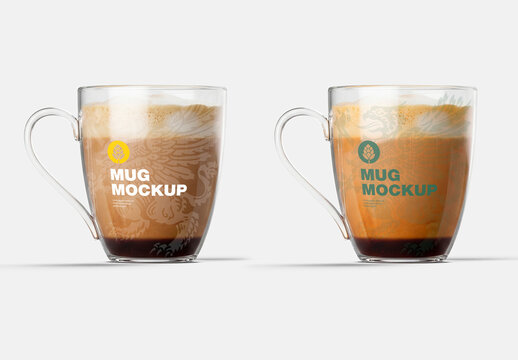 Glass Latte Coffee Mug Mockup