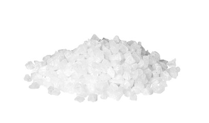 Heap of coarse sea salt crystals on transparent background