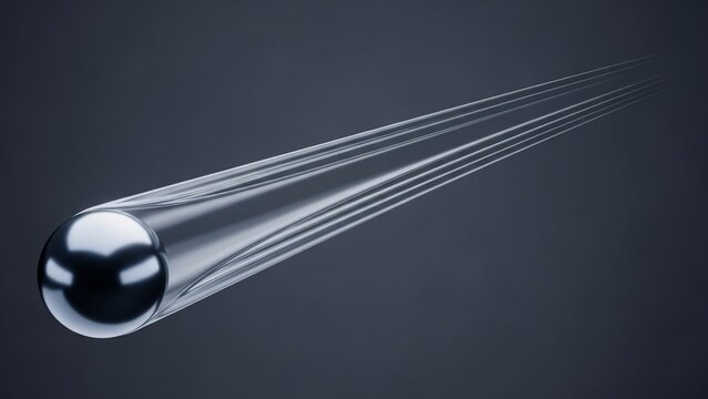 Sleek Silver Bullet with Motion Trails.