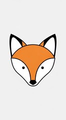 Obraz premium Simple illustration depicts the face of a wild canine mammal with pointed ears and an orange coat