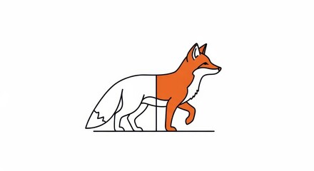 Obraz premium Stylized depiction of a wild canine showing contrasting colors on its body in a simple graphic form