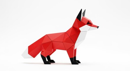 Obraz premium Low polygon style representation of a wild canine standing on a white surface