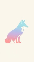 Obraz premium Stylized profile silhouette of a wild canine displaying a soft color gradient against a pale background