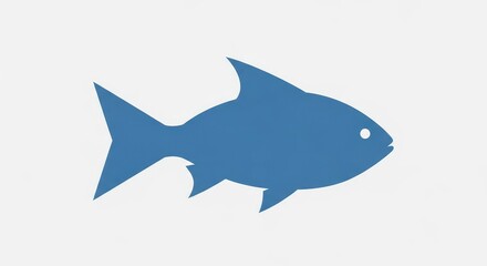 Fototapeta premium Simple blue fish silhouette positioned against a bright background