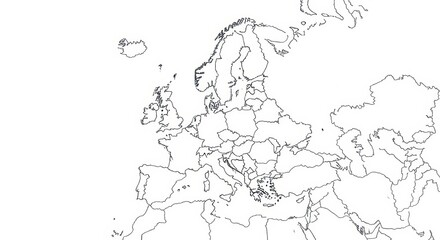 Fototapeta premium Outline Map of Europe with Country Borders - Geographical Vector Illustration