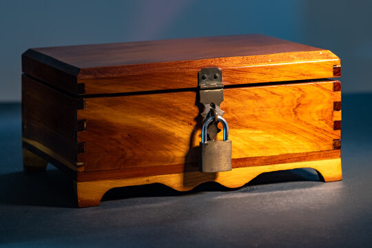 Small wooden box with lock