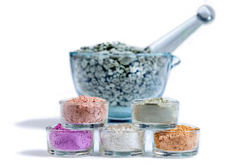 Mixing Colors With Powders in a Mortar and Cup