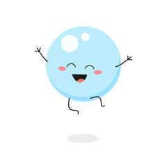 Happy blue bubble cartoon character 