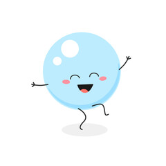 Happy blue bubble cartoon character dancing 