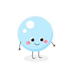 Cute blue bubble cartoon character 