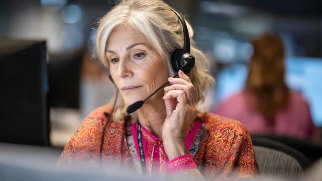Medium shot of an expat communicating in a workspace using voice recognition software adapting to nonnative speech variations and accents.