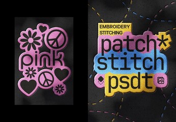 Stitch Embroidery Text Template Mockup