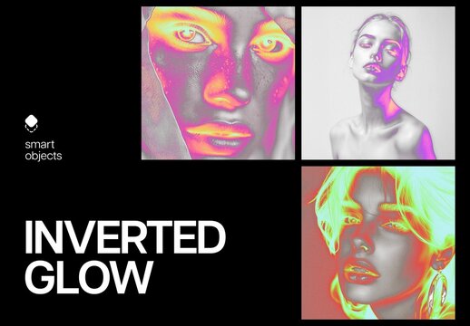 Inverted Glow Photo Effect Mockup