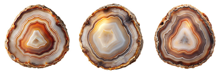 Set of a realistic beautiful stone with Sliced isolated on a transparent background