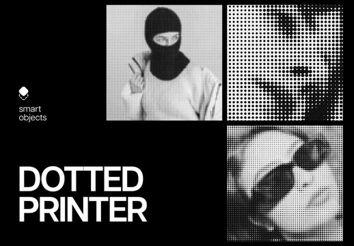 Dotted Printer Photo Effect Mockup