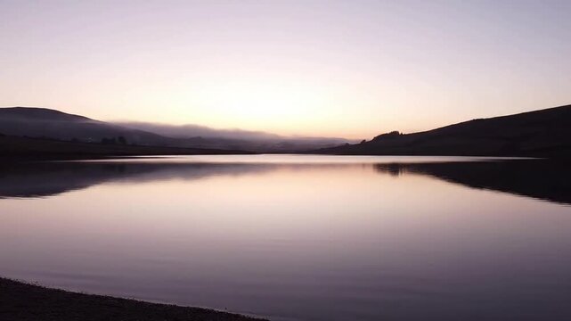 Lake Muted muted lake under dawn glow; clean background; stock-safe, car-free; no faces; no trademarks scene 2 Abstract cinematic angle