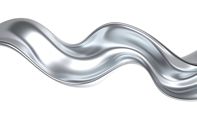 Fluid silver wave swirls against a stark black background, showcasing dynamic motion and texture