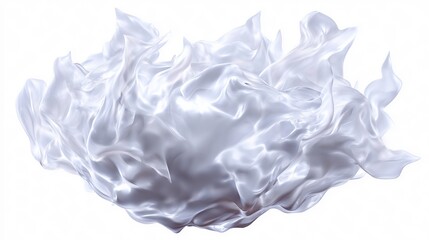 Fototapeta premium Flowing white silk fabric in motion creating abstract dynamic wave patterns