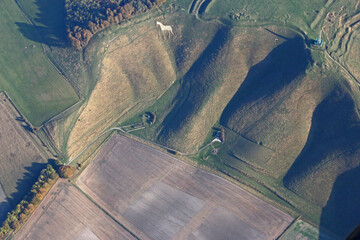 Cherhill white horse and Oldbury castle in Wiltshire