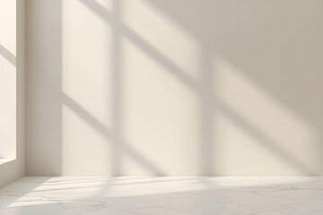 Fototapeta premium Minimal Luxury Interior Background with Soft Natural Window Light and Elegant Neutral Tones