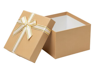 Open gift box with bow isolated on transparent background