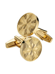 Elegant geometric gold cufflinks isolated on transparent background