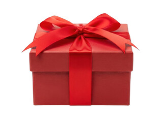 Elegant red gift box with bow isolated on transparent background