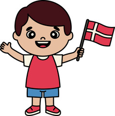 Boy Holding Danish Flag vector shape