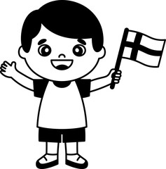 Fototapeta premium Boy Holding Danish Flag vector outline