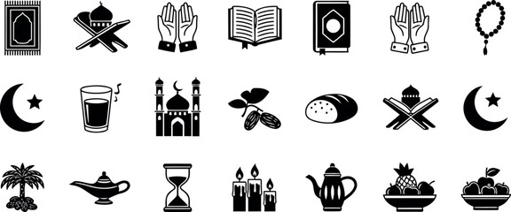 Obraz premium Islamic Icons Collection Featuring Religious Symbols and Cultural Elements.