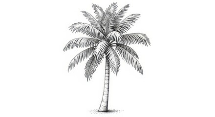 Obraz premium Tropical Palm Tree Hand Drawn Illustration Isolated on White